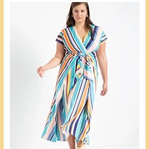 NWT Eloquii striped wrap dress
